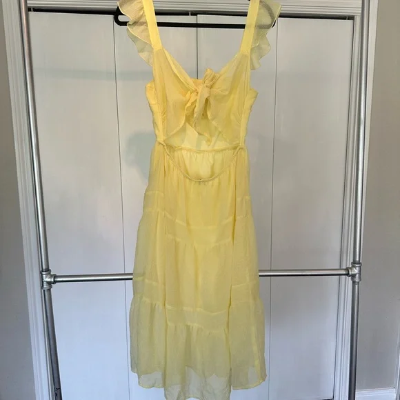 Yellow Ruffle Strap Dress - Picture 4 of 5